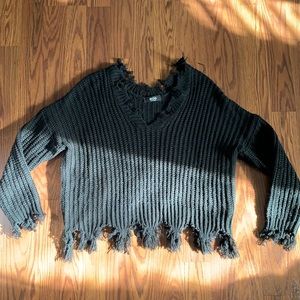 Women’s Distressed Black Sweater